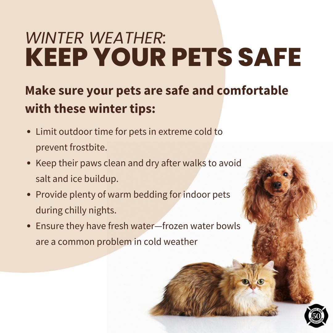 🐾❄️ Don’t forget about your furry friends this winter!  🐾❄️
Pets need special care in colder months. As part of your 2025 resolutions, make sure your pets are safe and comfortable with these winter tips. Let’s keep them safe and happy all winter long.