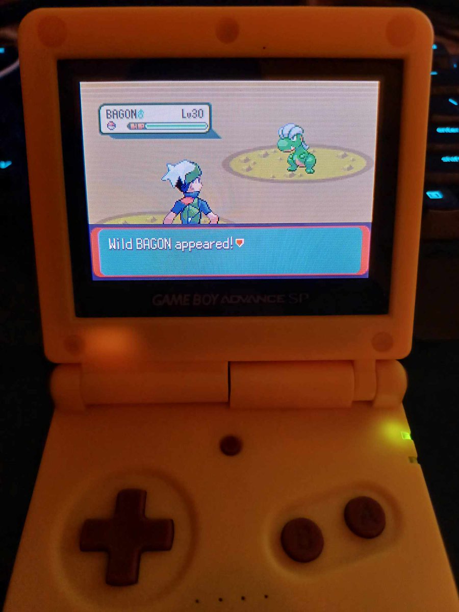 Phase 5 and after 4580 random encounters I finally got shiny bagon in pokemon emerald. I'm so happy🥳🪅✨