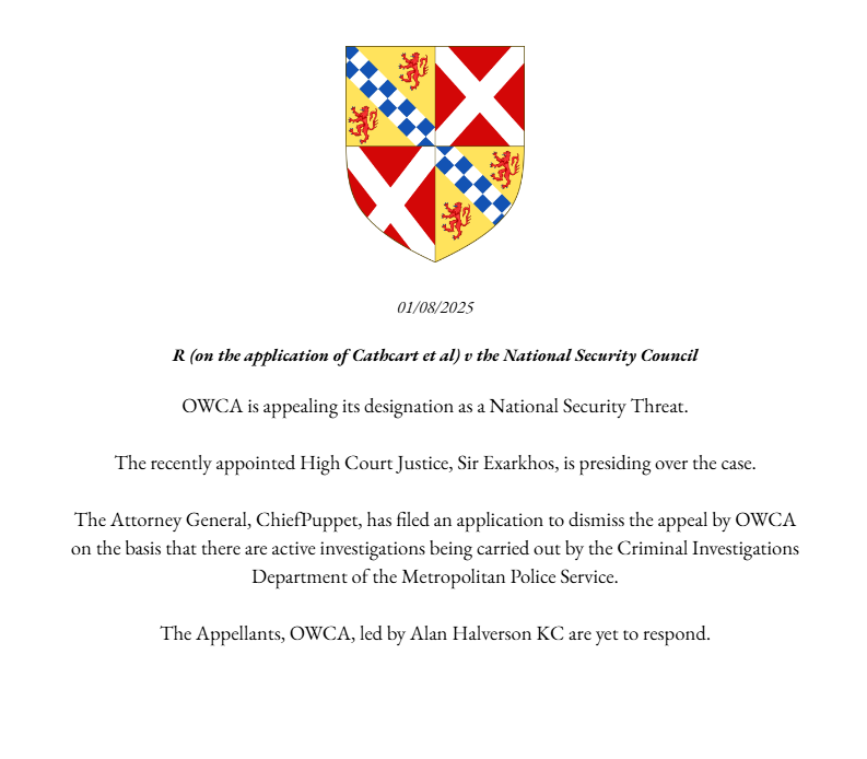 TROUBLE IN THE COURTS!

Viscount Castlereagh, your humble judicial spectator.

Attached is the motion to dismiss the case:
drive.google.com/file/d/1H7plEX…