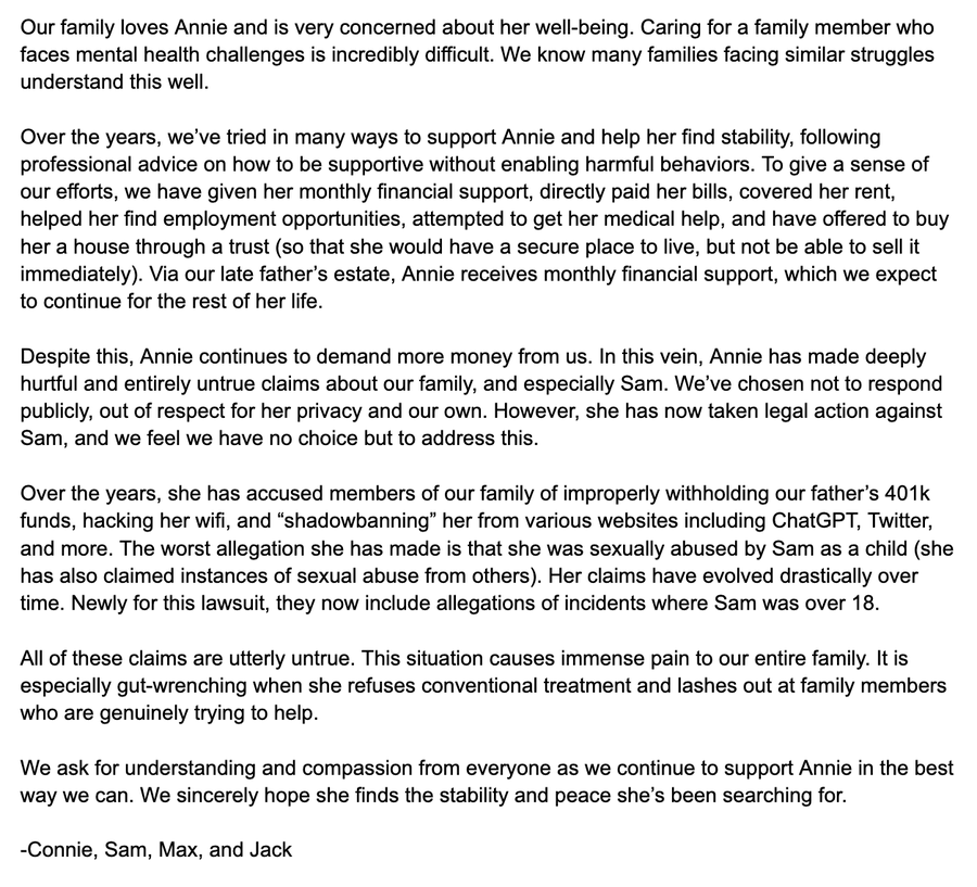 Family’s Response