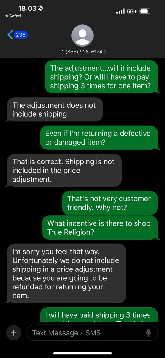 Micbraeden's tweet photo. @TrueReligion do better. The customer service is abysmal. https://t.co/NNGbiQlGit