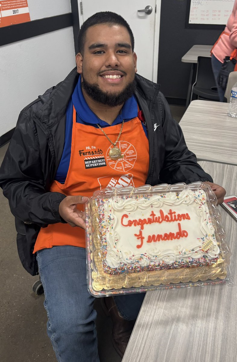 Welcome to the team Fernando! So proud of you and look forward to helping/watching you grow! Our new D24/30 Department Supervisor! #THD0526