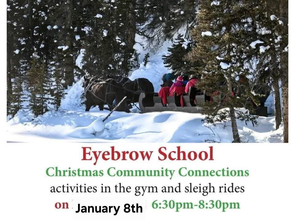 Don't forget to join us tomorrow for our community connections event. There will be horse drawn sleigh rides and fun activities in the gym! The weather looks like it is going to cooperate this time, so come join the fun!

Donation boxes for the SCC Food Drive will be in the entry