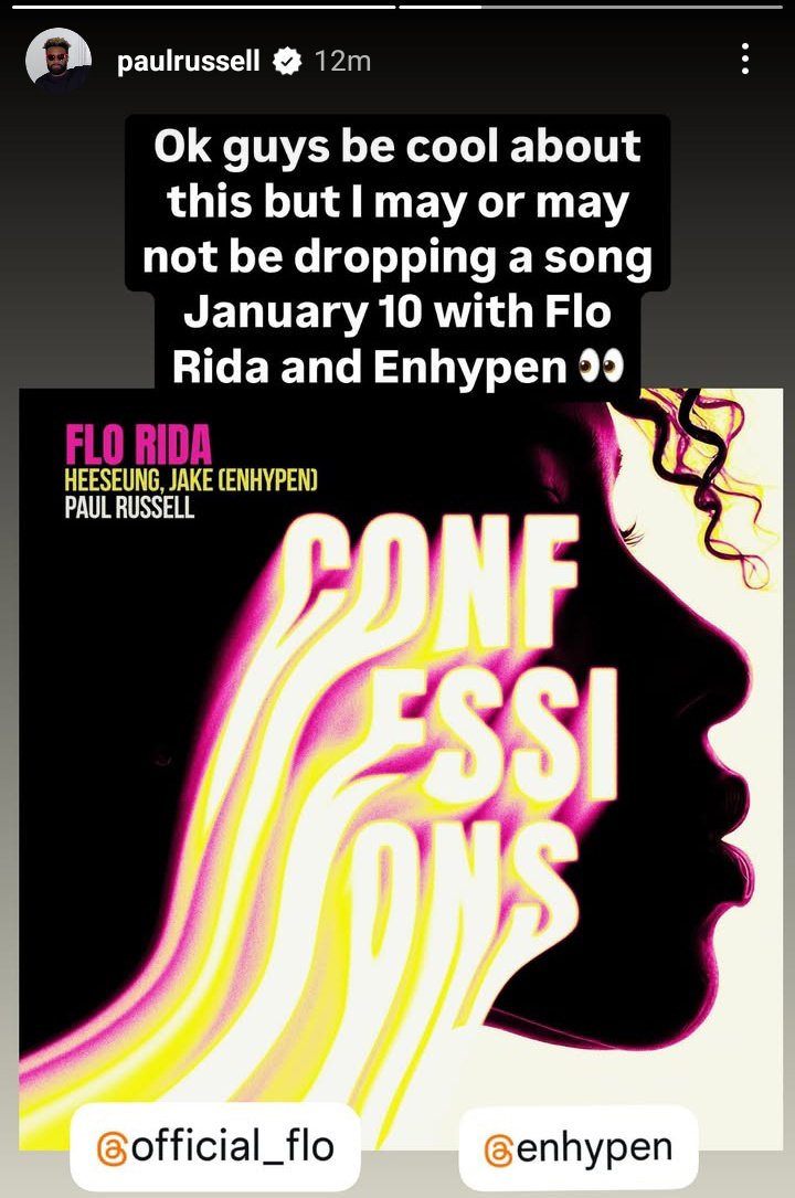 ihs_heeseung's tweet photo. confession by flo rida, paul russell, heeseung, and jake will be out on january 10?!? 😭 https://t.co/Mzhdf8odNI