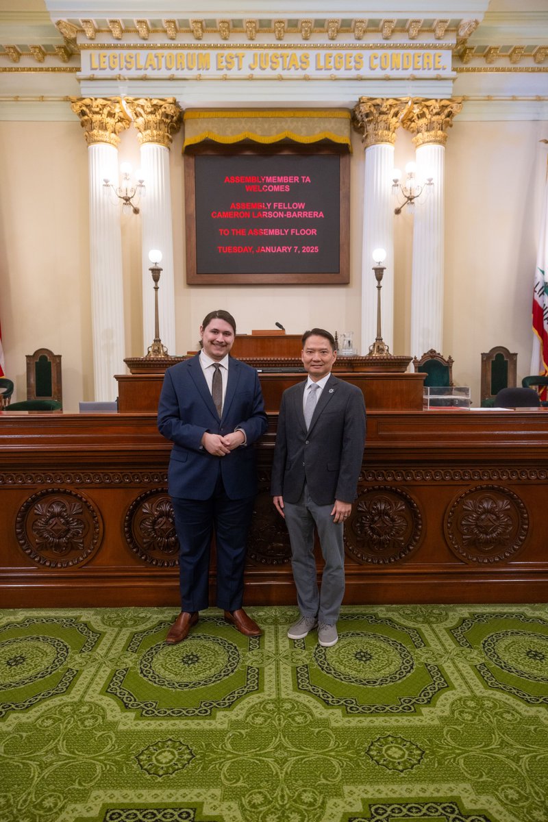 TriTa4CA's tweet photo. I am honored to welcome Assembly Fellow Cameron Larson-Barrera to #TeamTa! Excited to join forces with my amazing Capitol team to continue serving the people of California in the California State Assembly. Let's get to work! #AD70 https://t.co/rk3Nj79dty