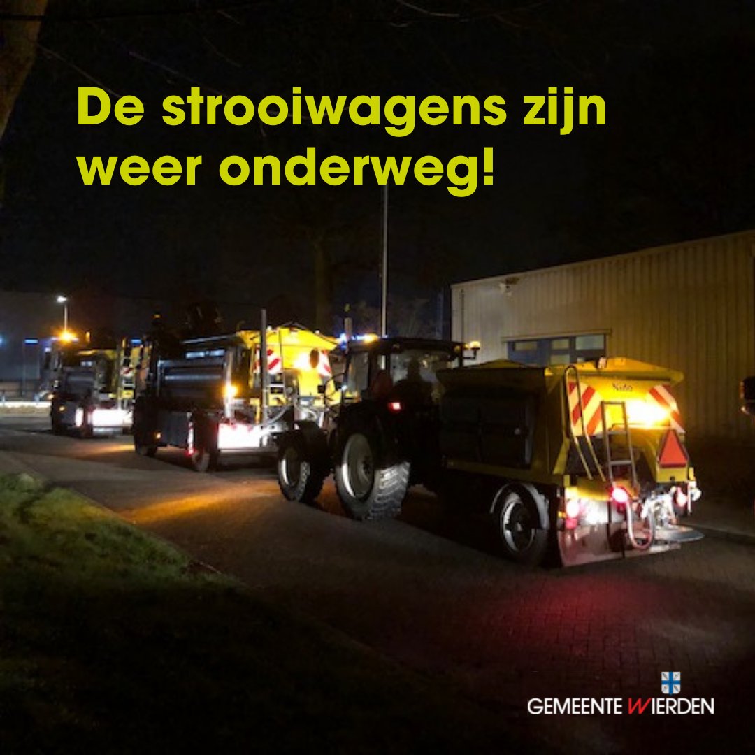 Weersvoorspelling geeft aan dat het glad kan worden. De strooiwagens zijn onderweg! #Wierden . Meer info: obi41.nl/mw2as2jz