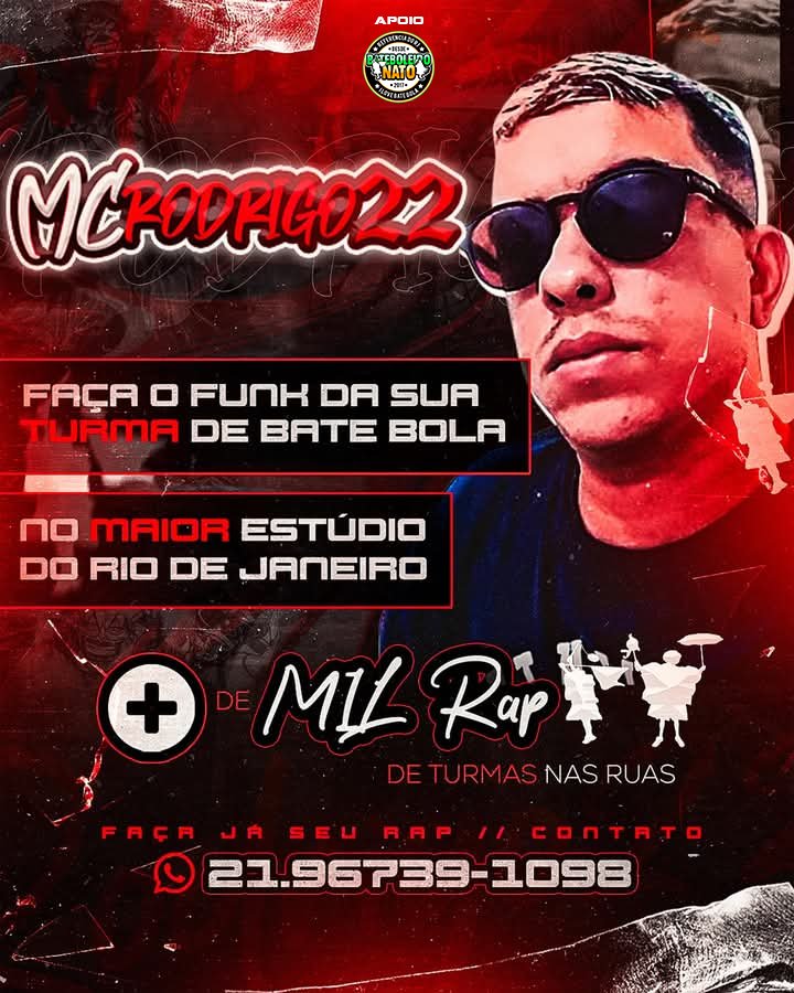 O MAIOR ESTÚDIO DE RAPS DE BATE BOLA E BATE BOLETES DO RIO DE JANEIRO ESTÁ EM PROMOÇÃO ... CHAMA QUE É SUCESSO!!!!!
<a href="/Mcrodrigo22_/">Mc Rodrigo 22</a>