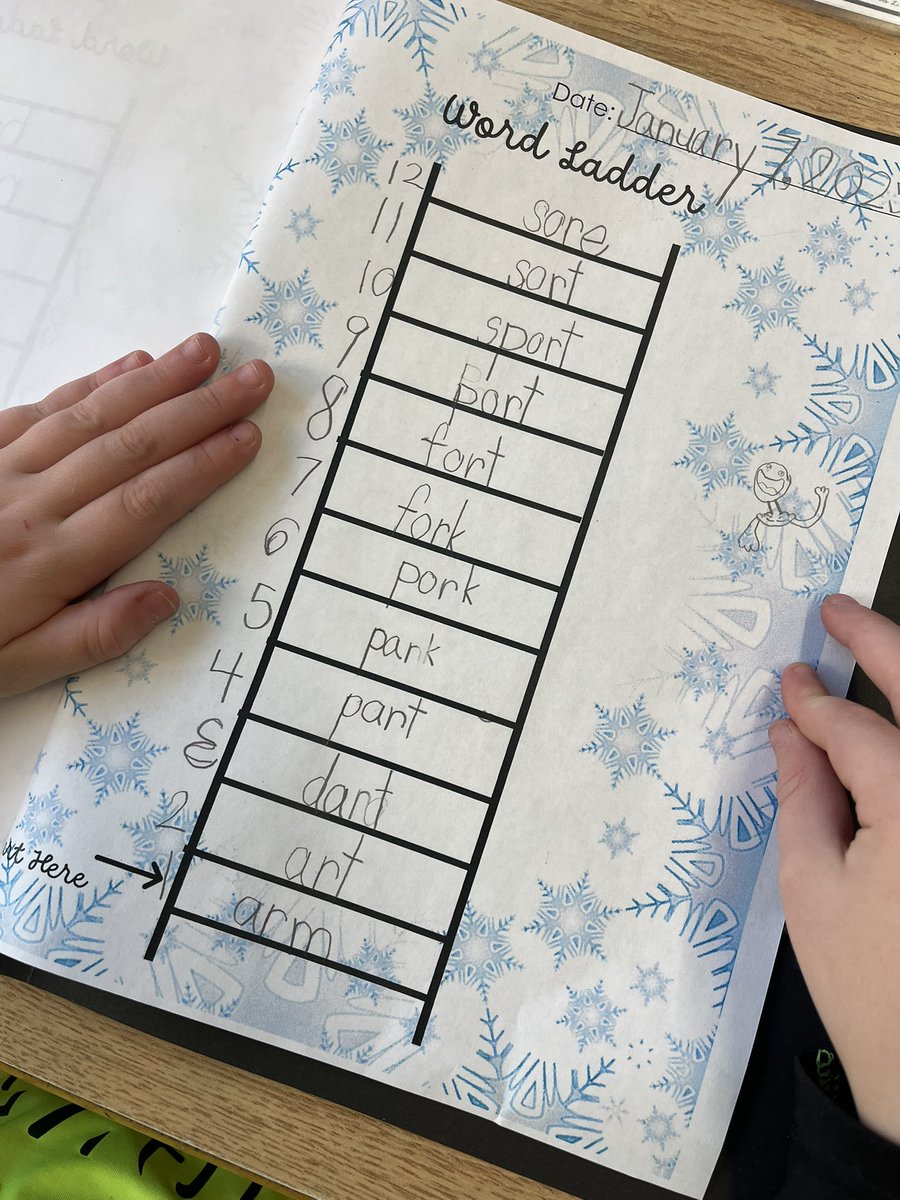 KervinAmy's tweet photo. For the Word Work part of our @UFLiteracy lesson, we used a #wordladder (also referred to as a #wordchain) to practice encoding words with /or/ + /ar/. This tool requires segmenting, isolating, manipulating + blending to change the word one #phoneme at a time. @LimestoneDSB https://t.co/viUspDc4Vf
