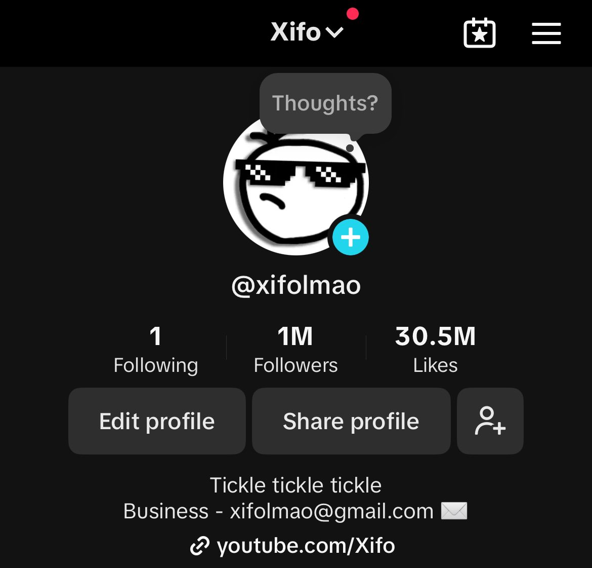 Xifolmao's tweet photo. ONE MILLION FOLLOWERS YIPPEEEE https://t.co/56xgdStezy
