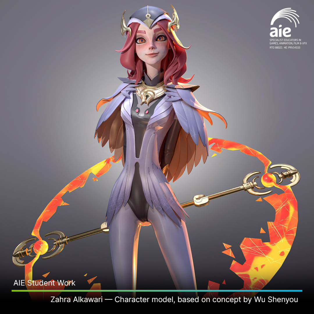 ✨We're kicking this year off in style with this marvelous character artwork from Game Art Student Zahra Alkawari ✨
Created using 3D art software ZBrush, Maya, Photoshop and Substance Painter🎨
#ZBrush #Maya #SubstancePainter #Photoshop #3DArt #CharacterDesign #GameArt #AIE