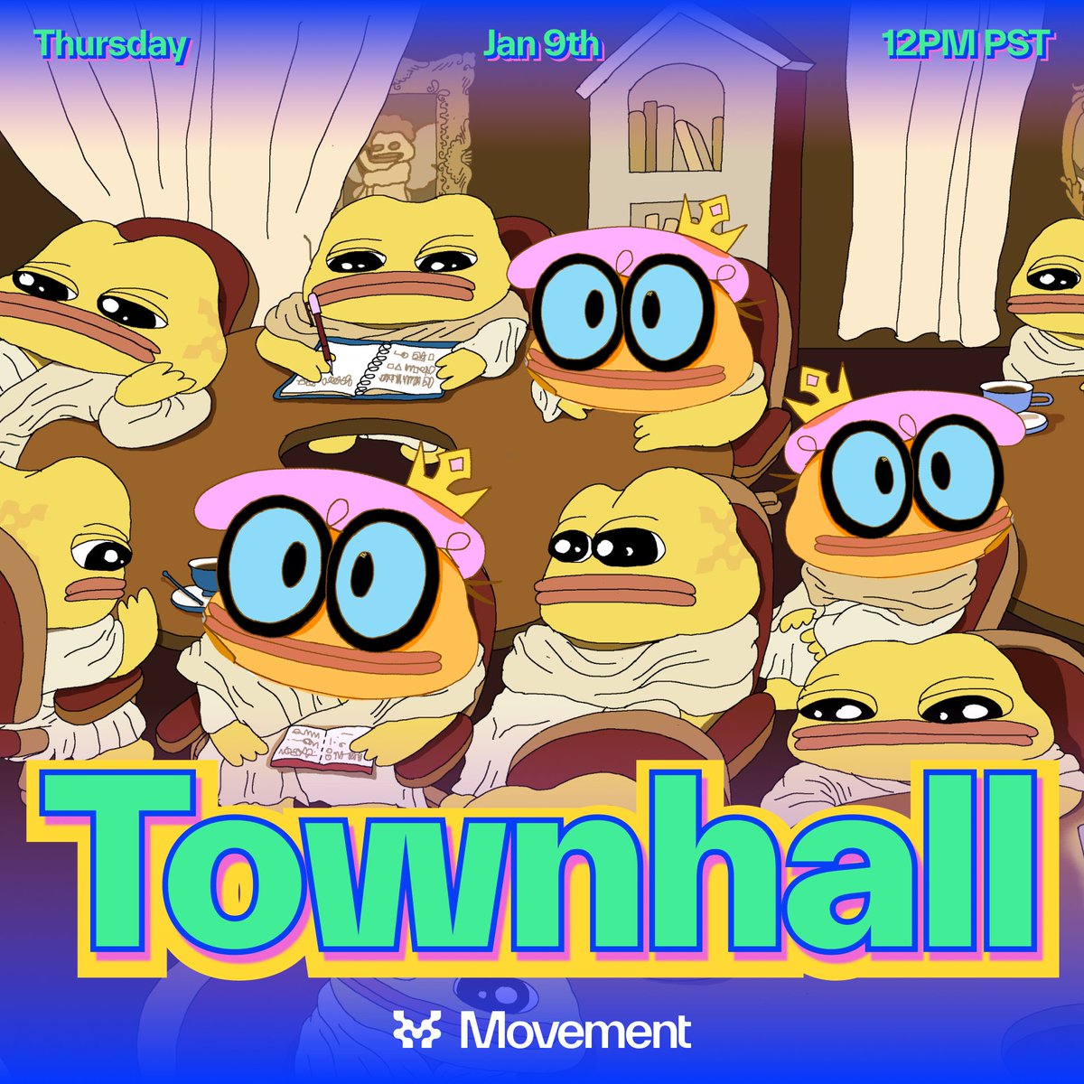 Movement (@movementlabsxyz) on Twitter photo 🚨 New Townhall 🚨
This week we're going live with a few Movement NFT legends!
@henrysocialxyz
<a href="/SeekersAlliance/">Seekers Alliance</a>
<a href="/tradeportxyz/">TradePort</a>
<a href="/routexio/">Route-X | RR</a>
And more...
Come hear what's next for Movement NFTs ⚡
📅 Jan 9 at noon PST
🔗 x.com/i/spaces/1ynKO… 🚨 New Townhall 🚨
This week we're going live with a few Movement NFT legends!
@henrysocialxyz
<a href="/SeekersAlliance/">Seekers Alliance</a>
<a href="/tradeportxyz/">TradePort</a>
<a href="/routexio/">Route-X | RR</a>
And more...
Come hear what's next for Movement NFTs ⚡
📅 Jan 9 at noon PST
🔗 x.com/i/spaces/1ynKO…