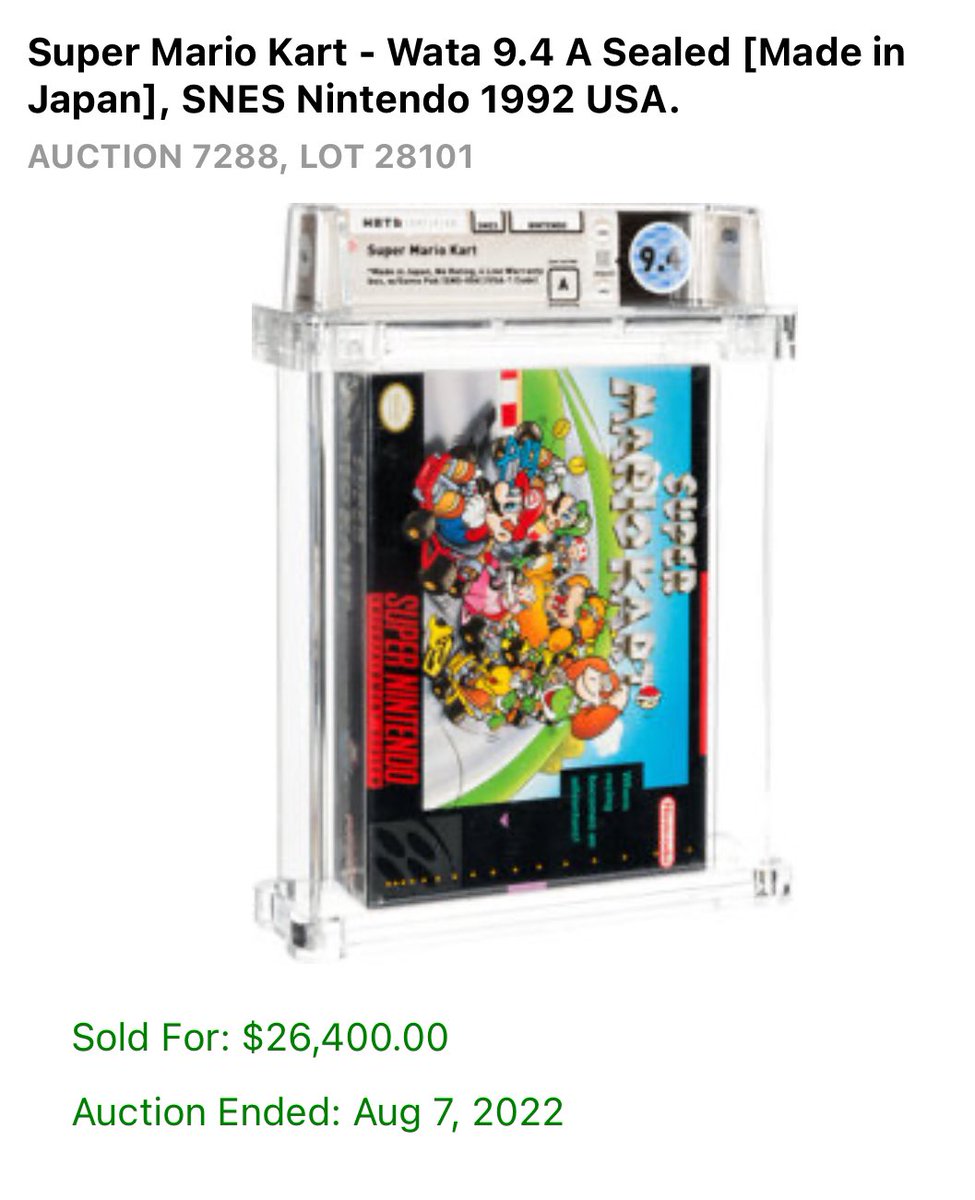 Last November, this collector paid $31,080 @eBay for an original sealed  SNES Mario Kart video game. After sending the game in for grading, it came  back from Wata Games with a grade
