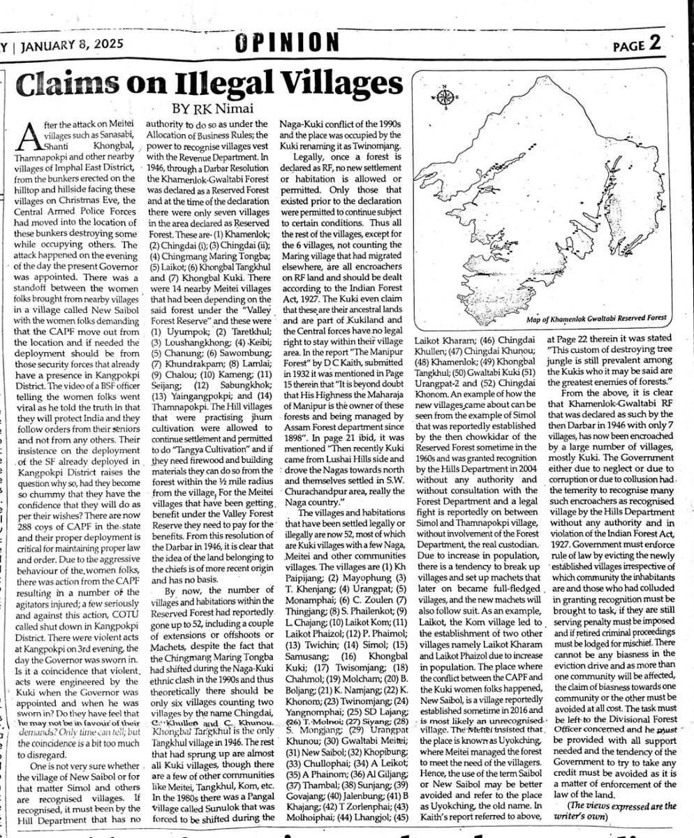 Forest adm. was fairly advanced in Manipur as d' hills were brought under Manipur darbar. Hills as a state escaping Zomia was no more relevant. D' Hills were absorbed into the state system. Nomads or head hunters around the world have a history of such amalgamation with states.