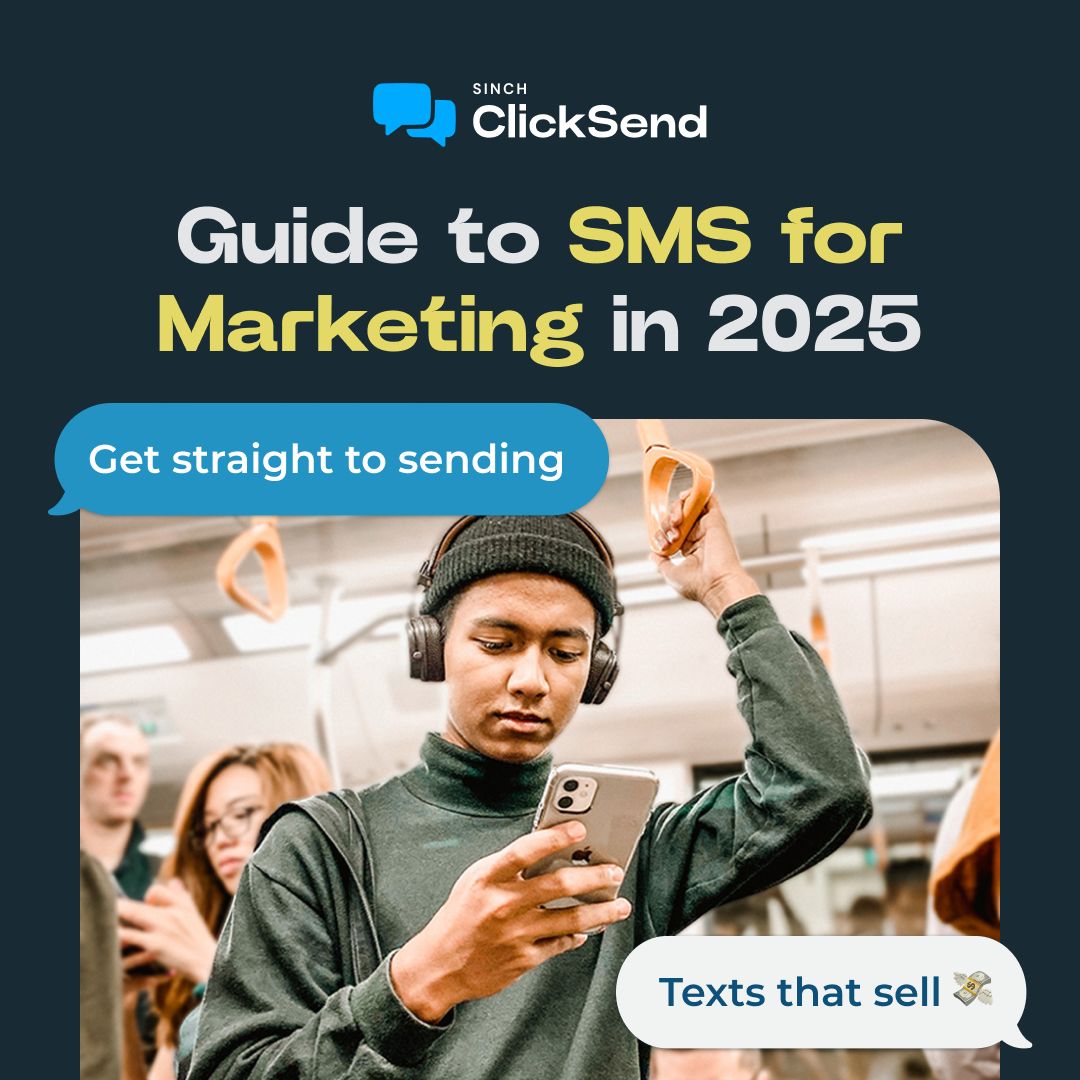 ClickSendSMS's tweet image. Get ahead of the game in 2025. Check out our SMS guide to Marketing. Download via the link: