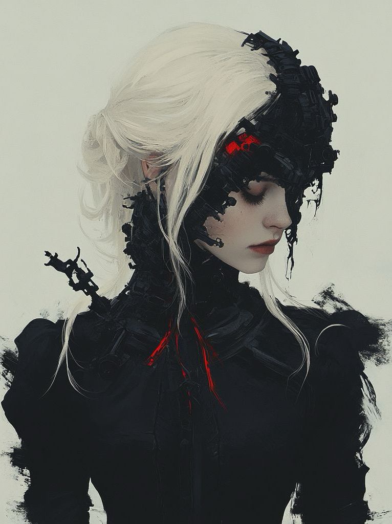 Merging traditional Gothic aesthetics with cyberpunk elements, each mechanical augmentation bridges heritage and rebellion.
#saiun_art #gothiccyberpunk
