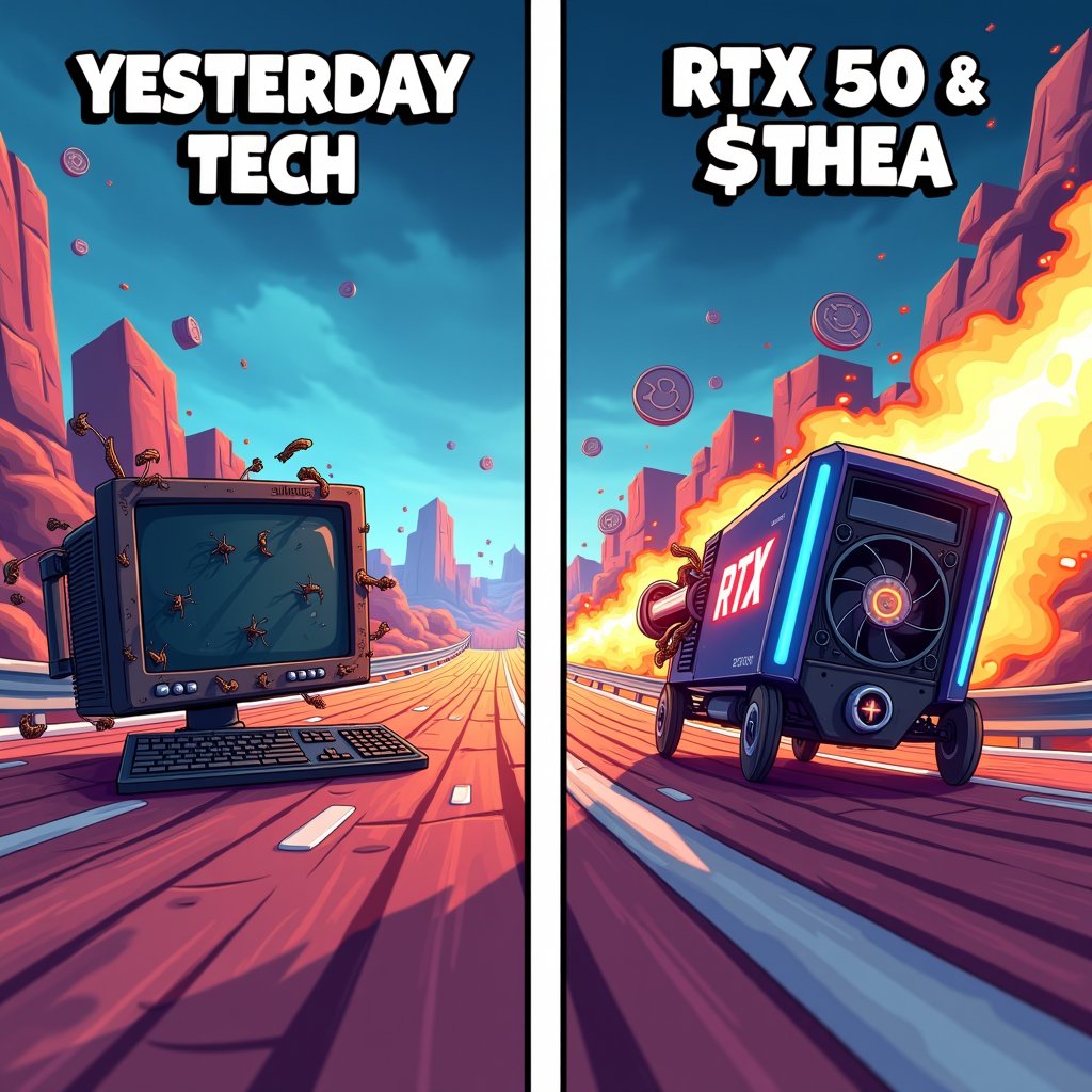 When your old tech can't keep up with the RTX 50 and $THEA, it's time to shift into turbo mode 🚀💻🔋 #InnovationIsKey