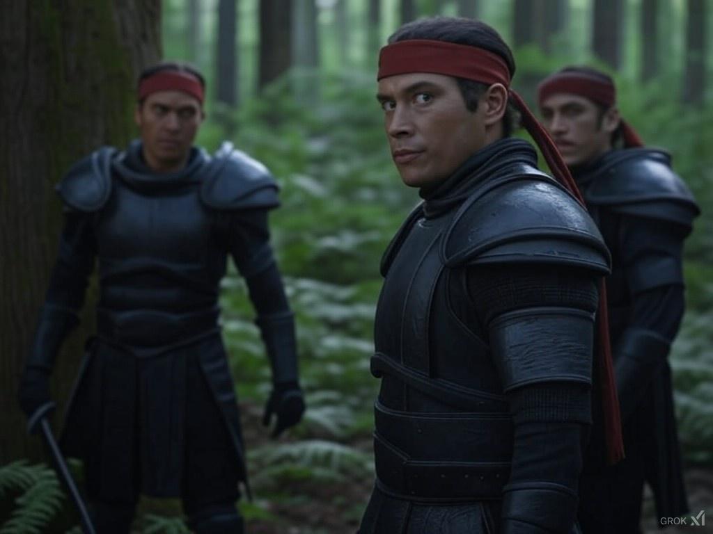 MrTungstn's tweet image. "Hey, Grok, show me a group of Mord Sith from 'Legend of the Seeker' in a forest." #GrokFail