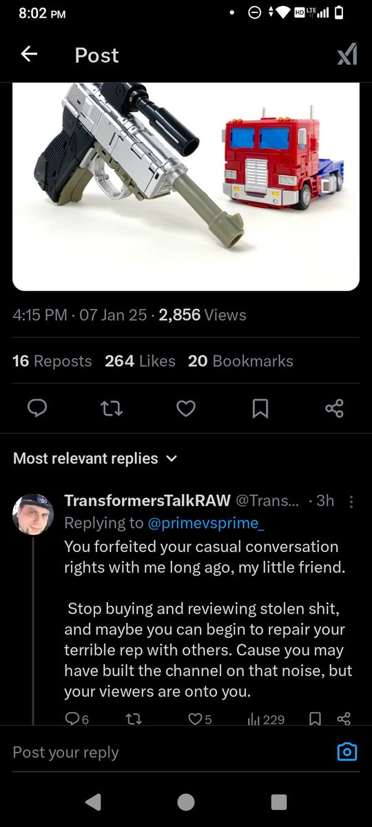 TheghostofLord1's tweet photo. Look at this pathetic loser wanting to accuse prime vs prime of stolen products I'm going to say this right now if you do not have proof or evidence or anything like that that he is stealing figures don't bother talking because at that point you're just looking for attention https://t.co/DTq3PLvoT2