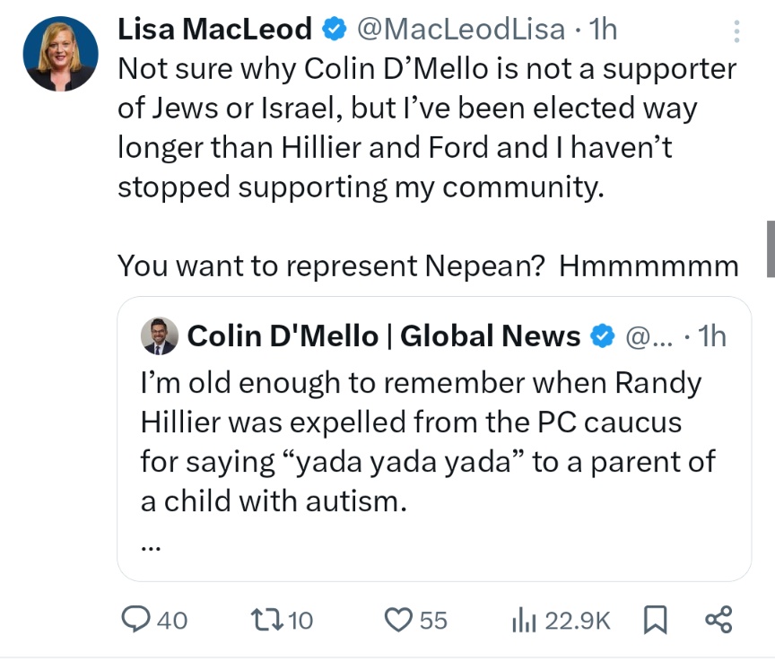 Is Lisa MacLeod's x account hacked? Does anyone have eyes on Lisa, can someone let her know?