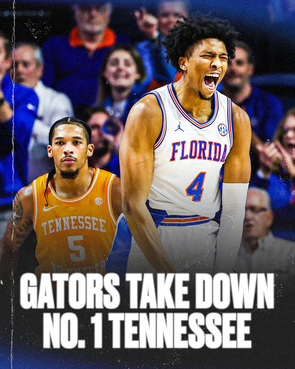 GATORS ROCK NO. 1 TENNESSEE IN DOMINANT FASHION 🚨 

The Vols become the first unbeaten AP No. 1 team to lose by 25+ points since 1968.