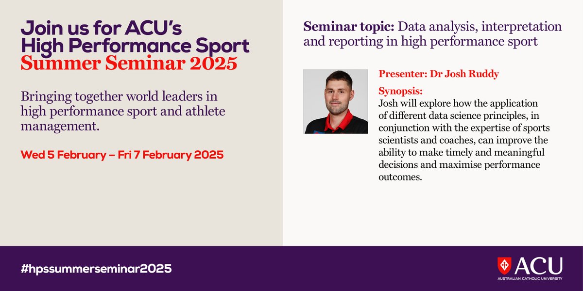 Introducing our first speaker of the summer seminar <a href="/joshua_ruddy/">Josh Ruddy</a>, he will present on the application of different data science principles. To register visit acu.edu.au/hpssummersemin…