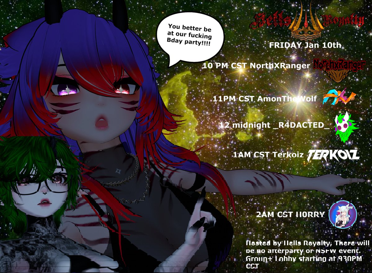 This FRIDAY! BE THEREEEEE!!! <a href="/RexKrispies/">RexKrispies</a> and Gremlin birthday partyyyy 💚🖤🎶