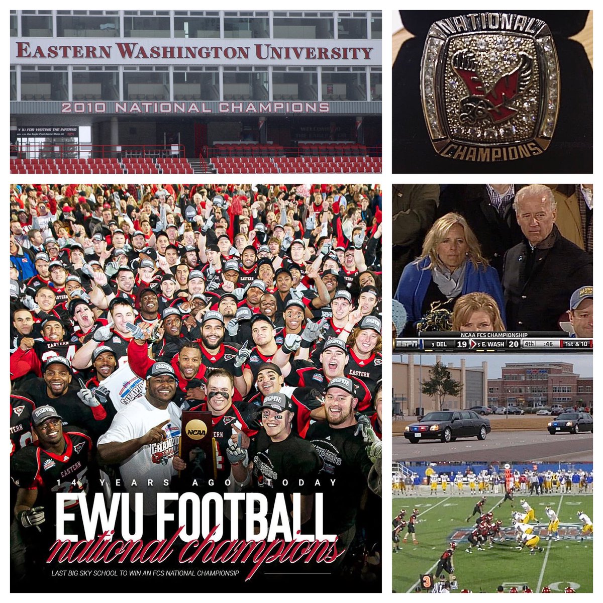 DAVE SPENCER CRIMPS (@dspencercrimps) on Twitter photo 14 years ago today (1/7/11) <a href="/EWUFootball/">EWU Football 🏈</a> comes back from 19-0 down to beat Delaware and win the <a href="/NCAA_FCS/">NCAA FCS Football</a> National Championship! #GOEAGS 14 years ago today (1/7/11) <a href="/EWUFootball/">EWU Football 🏈</a> comes back from 19-0 down to beat Delaware and win the <a href="/NCAA_FCS/">NCAA FCS Football</a> National Championship! #GOEAGS