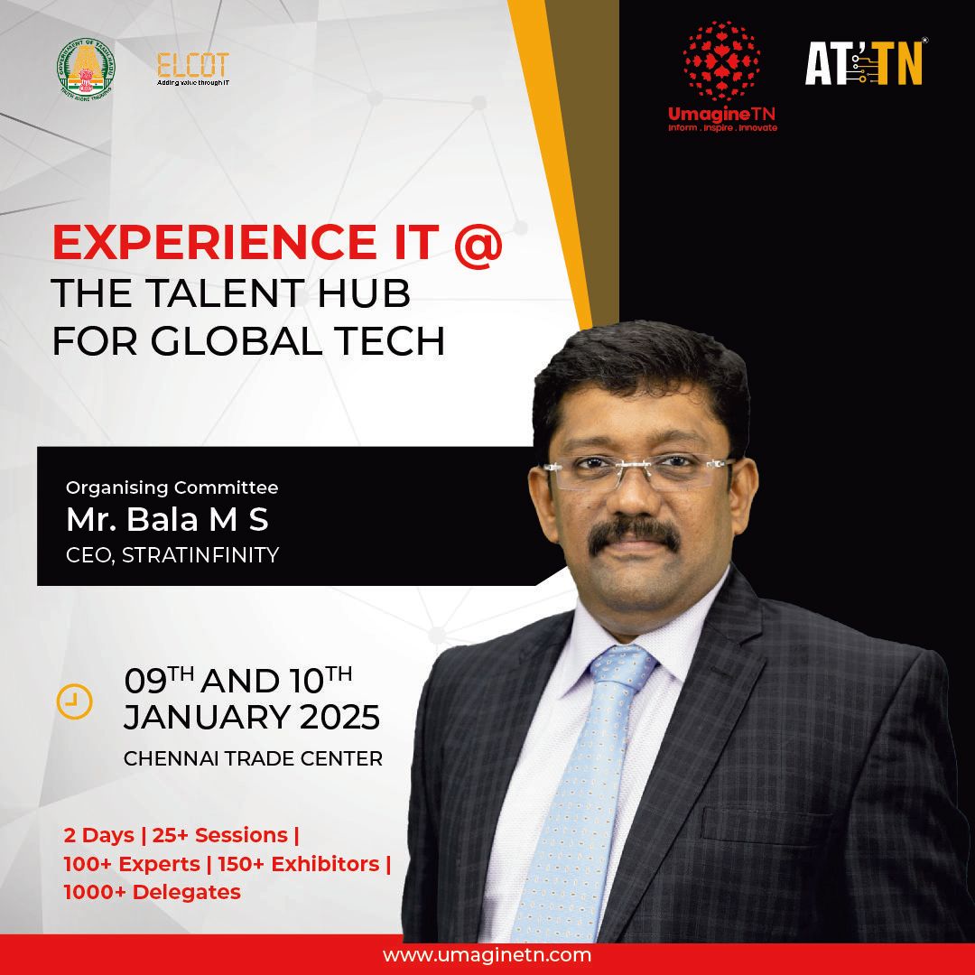 umaginechennai's tweet photo. Experience IT at UmagineTN 2025 with Mr.Bala M S, CEO, Stratinfinity.
#Umagine #umagineTN #TechConvention #FutureForward #TechExperience https://t.co/Nt6QZpQhK1