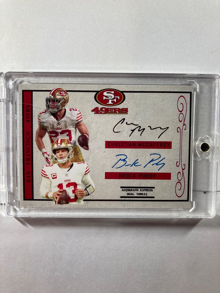 🎁Appreciation Day Giveaway🎁

Winner Announced Monday

🔥Christian McCaffrey/Brock Purdy Autograph Express Dual Threat Auto Facsimile

To enter
1. Follow
2. Retweet
3. Like
