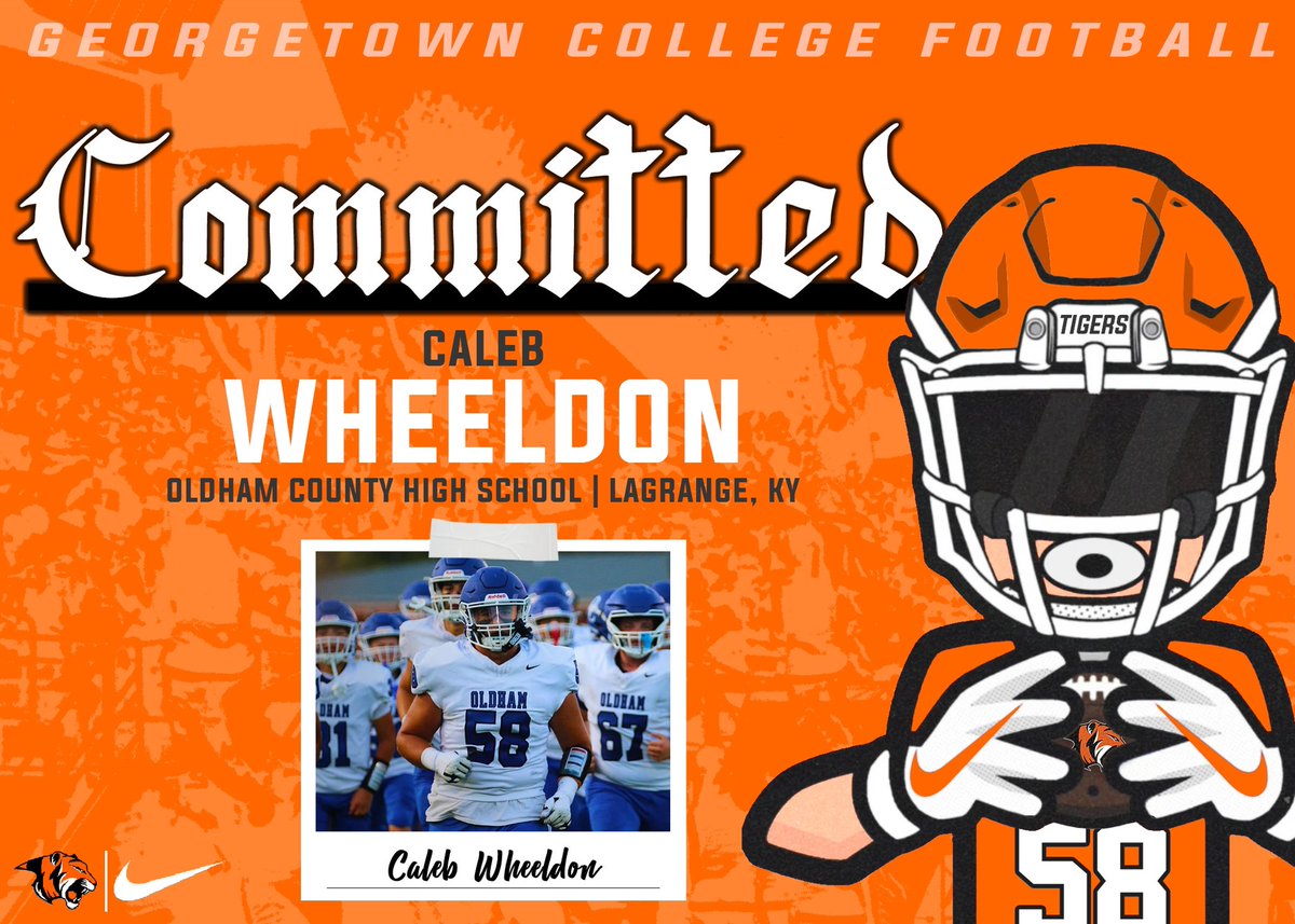 Caleb Wheeldon (@cwheeldon56) on Twitter photo After many thoughts and prayers I have decided to further my academic and athletic career at Georgetown College! Super excited to get to work! All glory to the lord most high!!! #tigerpride
<a href="/CoachLittle51/">Sean Little</a> <a href="/zach4young/">Zach Young</a>
<a href="/JohnPerin/">John Perin</a> <a href="/coach_grady/">Clyde Grady</a> After many thoughts and prayers I have decided to further my academic and athletic career at Georgetown College! Super excited to get to work! All glory to the lord most high!!! #tigerpride
<a href="/CoachLittle51/">Sean Little</a> <a href="/zach4young/">Zach Young</a>
<a href="/JohnPerin/">John Perin</a> <a href="/coach_grady/">Clyde Grady</a>