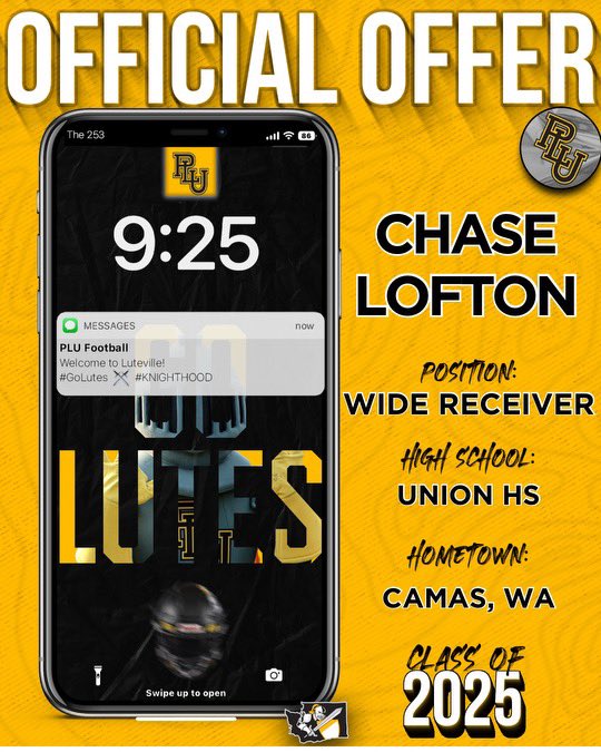 Chase Lofton (@chaselofton5) on Twitter photo After a call with <a href="/SpencerCrace/">Spencer Crace</a> and <a href="/CoachReynoldsT/">Coach T</a> I'm grateful to receive an offer from Pacific Lutheran university
<a href="/B12PFootball/">Big12Performance</a> <a href="/CoachPyne67/">Steve Pyne</a> <a href="/UniontitanFB/">Titan Football</a> After a call with <a href="/SpencerCrace/">Spencer Crace</a> and <a href="/CoachReynoldsT/">Coach T</a> I'm grateful to receive an offer from Pacific Lutheran university
<a href="/B12PFootball/">Big12Performance</a> <a href="/CoachPyne67/">Steve Pyne</a> <a href="/UniontitanFB/">Titan Football</a>