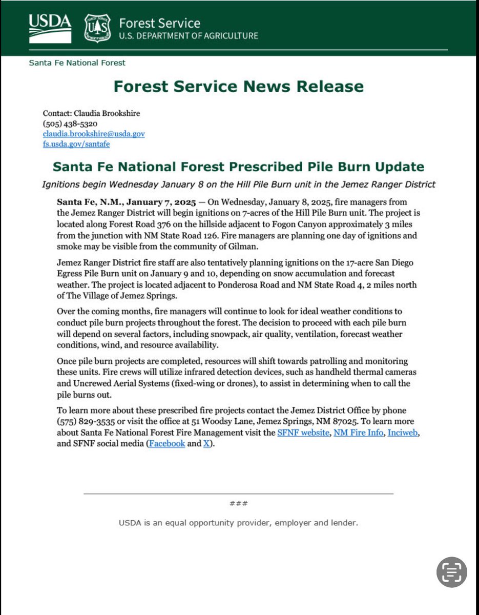 Heads up for smoke in the Jemez this week. 
#NMFire
🔥🔥🔥