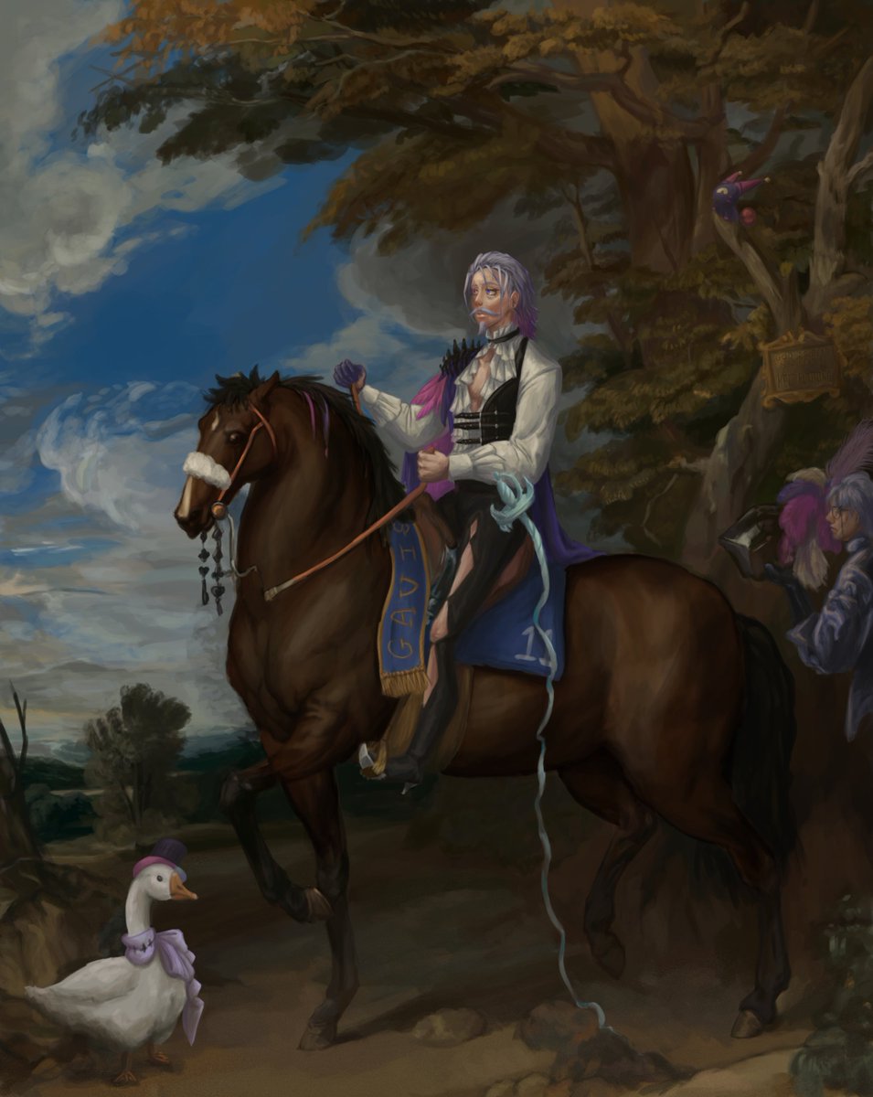 I had the honor of slipping in Narita Brian to the project with my rendition of Equestrian Portrait of Charles I by Anthony Van Dyck! He drew a few of them, but this one really accentuates wet cat horse energy and I fell in love. 

Happy anni big guy!
#Bettelful