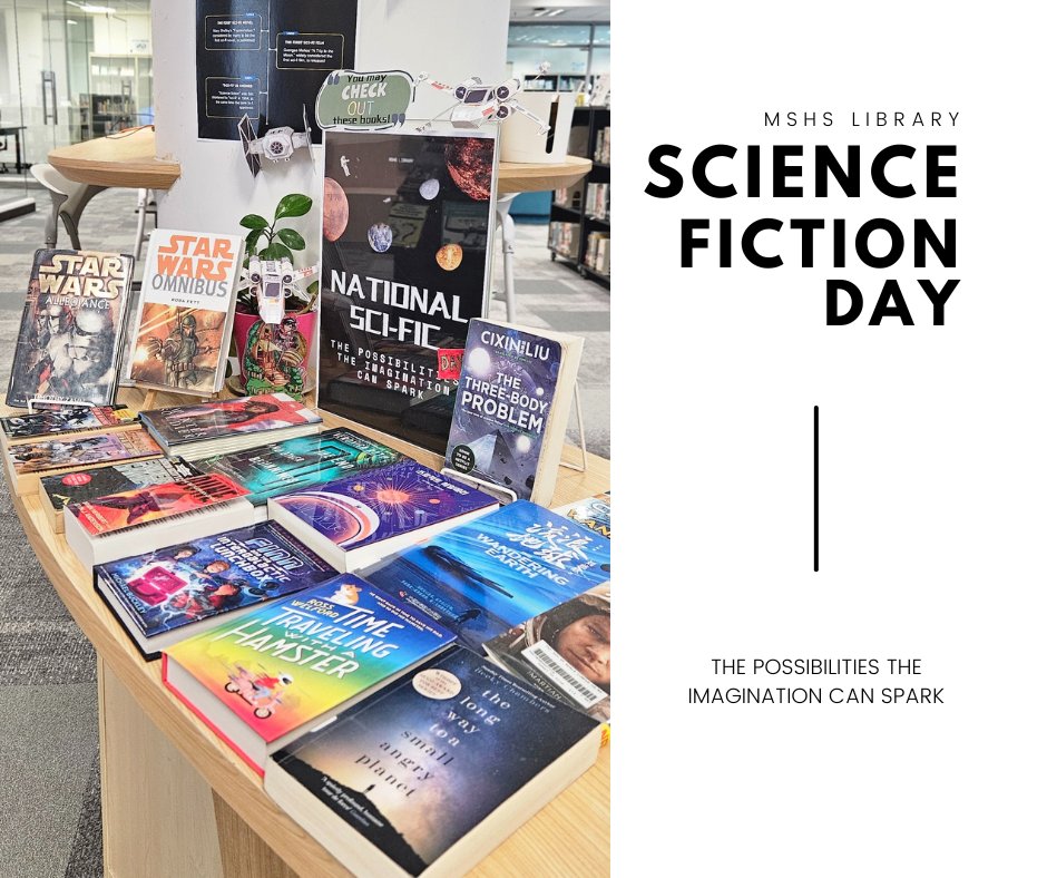 Step into the world of endless possibilities with our Sci-Fi collection! Explore thrilling adventures, futuristic tech, and intergalactic journeys. You may check out these amazing reads and dive into a new dimension #ScienceFiction #BookDisplay #ReadingSciFic #SciFi" #ISKLproud