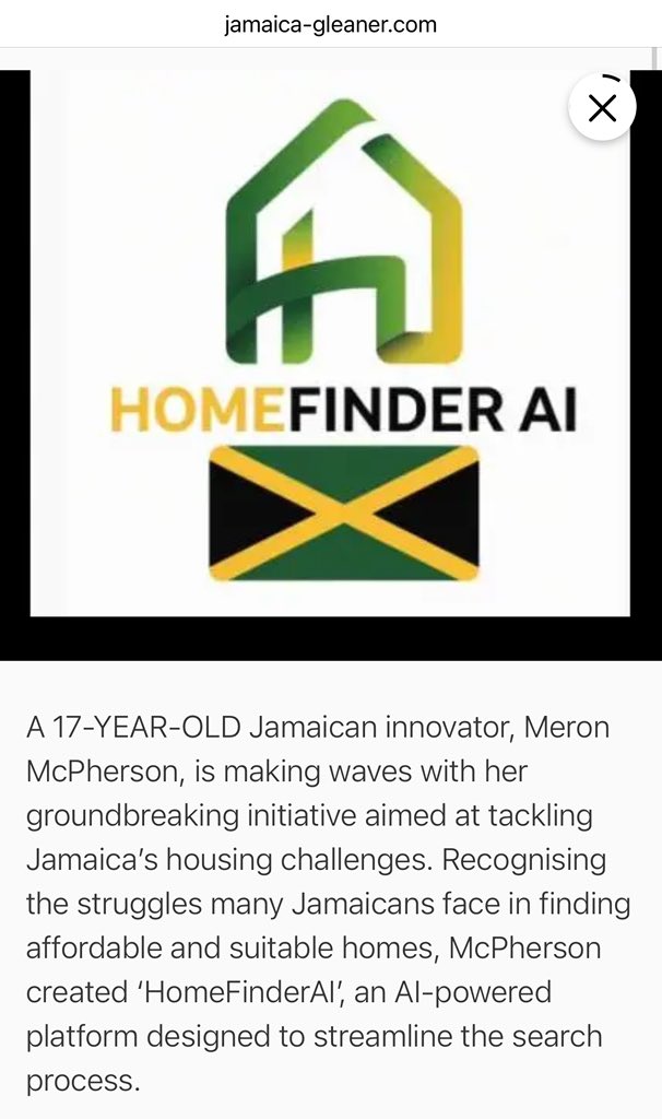 JamCoders (@jamcoders) on Twitter photo JamCoders’23 alumnus and current upper 6th form Immaculate Conception High School student Meron Mcpherson appeared in yesterday’s <a href="/JamaicaGleaner/">Jamaica Gleaner</a> for developing an AI-powered platform to help Jamaicans search for homes! JamCoders’23 alumnus and current upper 6th form Immaculate Conception High School student Meron Mcpherson appeared in yesterday’s <a href="/JamaicaGleaner/">Jamaica Gleaner</a> for developing an AI-powered platform to help Jamaicans search for homes!