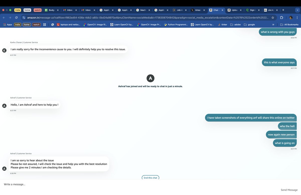 dj118982's tweet photo. @amazonIN tortured one hour over chat, transferred between 4 teams again and again. The issue was reported next day of delivery of TV and now they are using the excuse of return window and not returning the TV and refunding the money. shame on amazon 
#ShameOnAmazon @XiaomiIndia https://t.co/J2xXGGMyi5