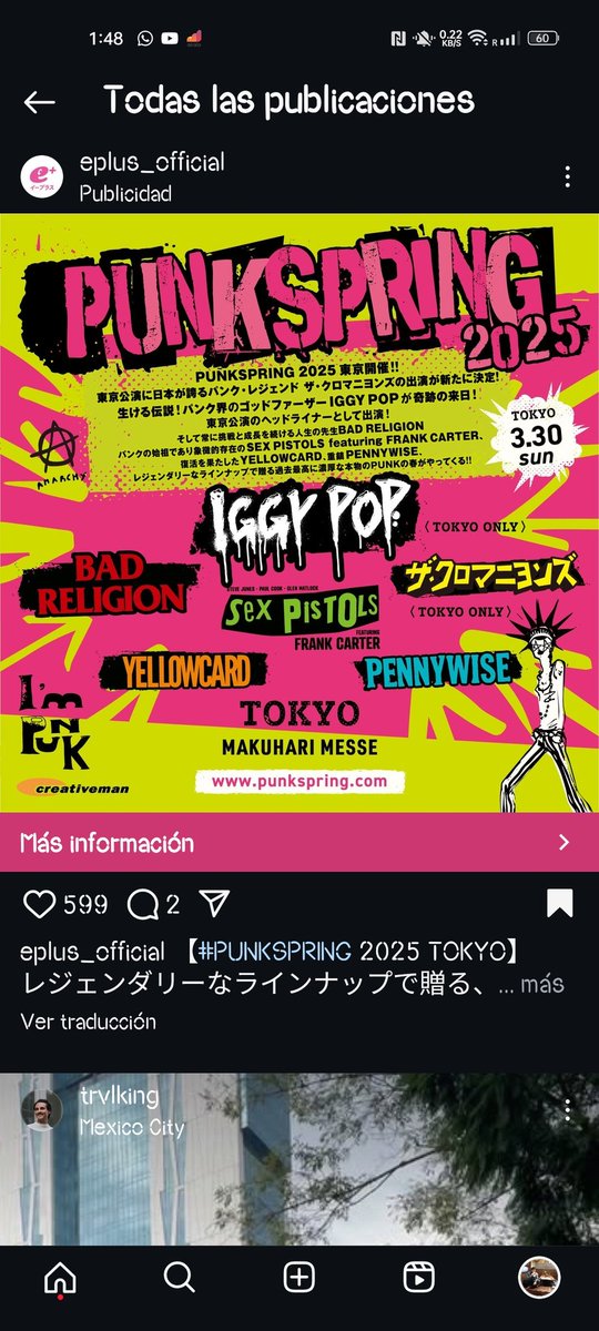 serchintokio's tweet photo. Se viene este conciertazo en Tokyo y Osaka a finales de marzo. Iggy Pop, Bad Religion, Sex Pistols, entre otros más...
Saludos profesor!!
#ElOráculoDelRawk https://t.co/QxBSZOnuMT