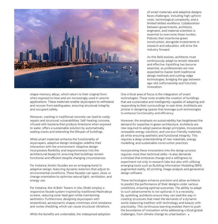 Heriot-Watt Dubai (@hwudubai) on Twitter photo In an article for <a href="/CBN_ME/">Construction Business News ME</a> Dr. Rana El-Dabaa, Assistant Professor of Architecture at <a href="/HWUDubai/">Heriot-Watt Dubai</a> talks about embracing smart materials and adaptive designs for skyscrapers and how they are revolutionising the construction industry.
#construction #design #dubai In an article for <a href="/CBN_ME/">Construction Business News ME</a> Dr. Rana El-Dabaa, Assistant Professor of Architecture at <a href="/HWUDubai/">Heriot-Watt Dubai</a> talks about embracing smart materials and adaptive designs for skyscrapers and how they are revolutionising the construction industry.
#construction #design #dubai