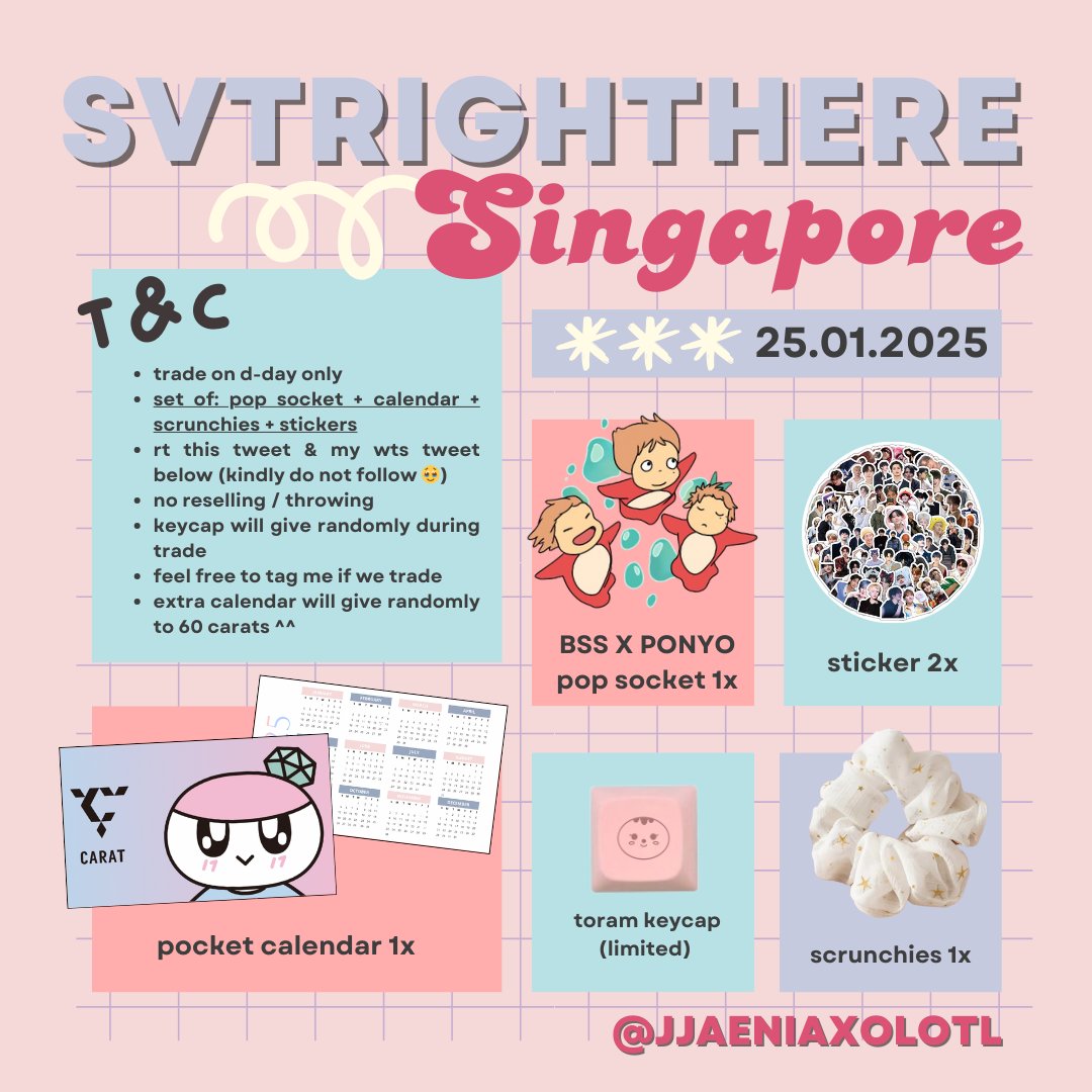 jjaeniaxolotl's tweet photo. seventeen right here in singapore day 1 fan support / freebies ₍𝄐 ̫͡ 𝄐₎💎๋࣭ ⭑⚝⋆౨ৎ˚⟡˖ ࣪

- details in pic
- preview soon

#SVT_RIGHT_HERE_IN_SINGAPORE
#SVTinSG https://t.co/xr3QfU9RjH