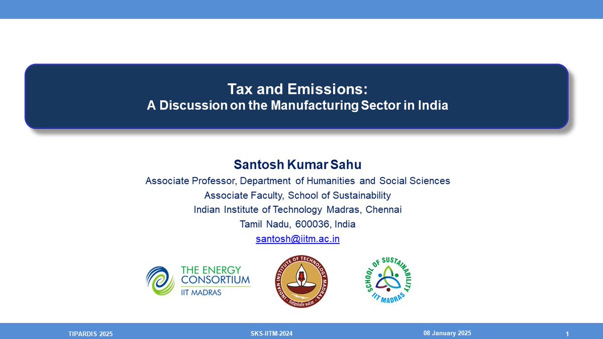 Santosh Kumar Sahu (@sksahuiitm) on Twitter photo Speaking at the Trans-Indian-Pacific and Atlantic Research and Development Interchange on Sustainability (TIPARDIS 2025): Sustainability in the Age of Climate Change at the VMCC, IIT Bombay. <a href="/SustainableIITM/">School of Sustainability IIT Madras</a> <a href="/IITMEnergyConso/">TheEnergyConsortium</a> <a href="/iitmadras/">IIT Madras</a> <a href="/iitbombay/">IIT Bombay</a> Speaking at the Trans-Indian-Pacific and Atlantic Research and Development Interchange on Sustainability (TIPARDIS 2025): Sustainability in the Age of Climate Change at the VMCC, IIT Bombay. <a href="/SustainableIITM/">School of Sustainability IIT Madras</a> <a href="/IITMEnergyConso/">TheEnergyConsortium</a> <a href="/iitmadras/">IIT Madras</a> <a href="/iitbombay/">IIT Bombay</a>