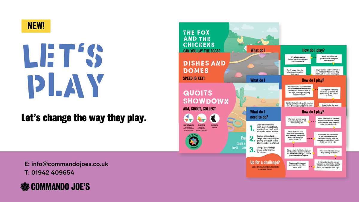 Introducing Let’s Play by Commando Joe’s!
 
Transform break times into opportunities for character-building with our pupil-led enrichment programme.

✔️ Creative mini-missions
✔️ Let’s Play Box with 72+ activities
✔️ Junior Joe’s Programme for Student Leadership
✔️ Ongoing