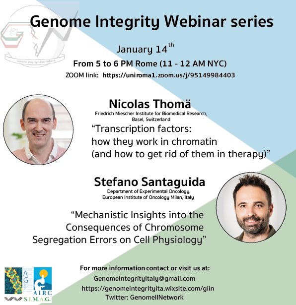 We hope you all had fantastic holidays and are ready for 2025! The GIIN webinars will restart next Tuesday, January 14th, with exciting talks from <a href="/LabThoma/">Thomä Lab</a> and <a href="/SteSantaguida/">Stefano Santaguida</a> ! Follow the zoom link to join: uniroma1.zoom.us/j/95149984403