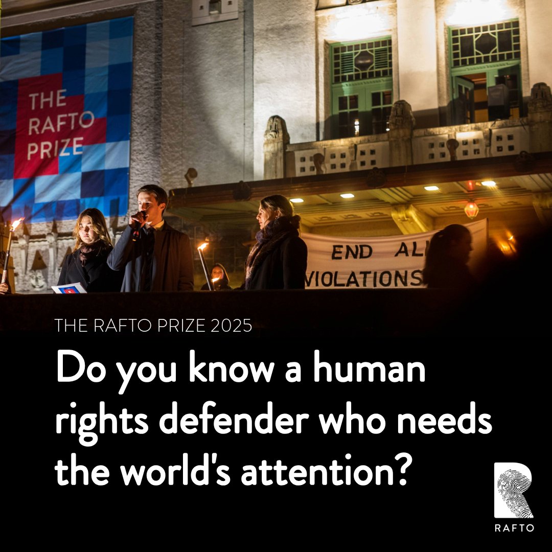Do you know a #humanrights defender who needs the world's attention? We call for nominations for the 2025 Rafto Prize! Nominate your candidate: rafto.no/en/news/call-f…

Annual deadline is 1 February.