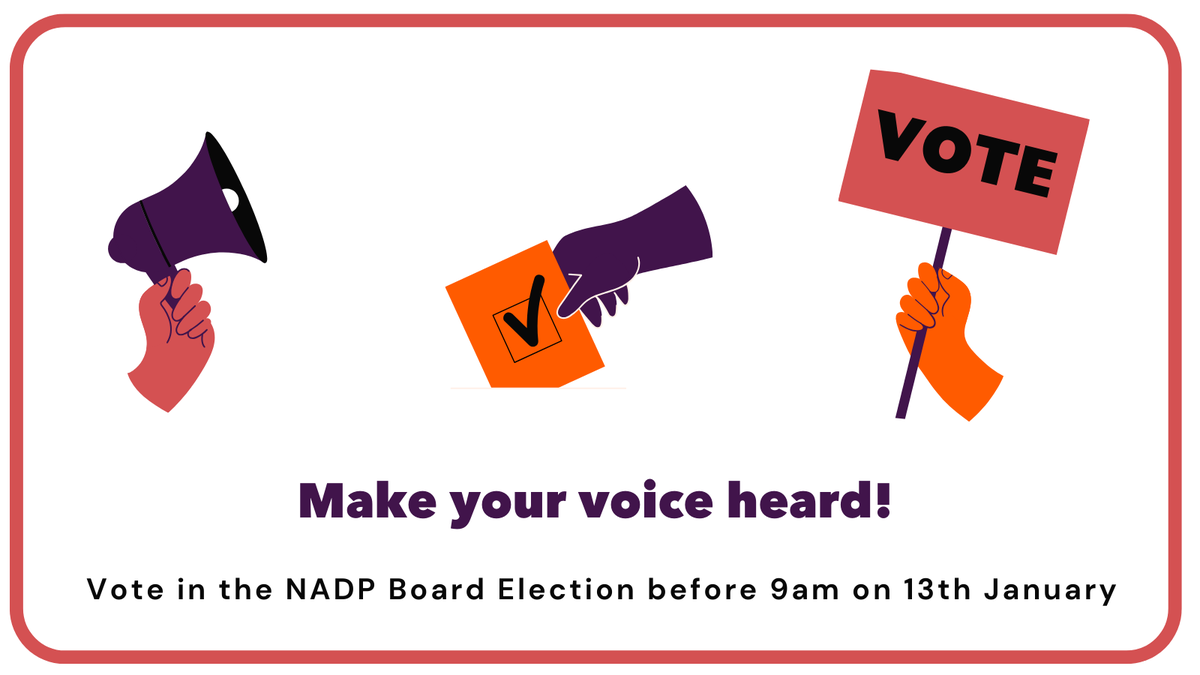 Voting in the NADP board elections helps ensure we align with your priorities and goals as members.

The vote is open online until 9am on Monday January 13th, so get your votes in and make your voice heard!

nadp-uk.org/nadp-board-of-…