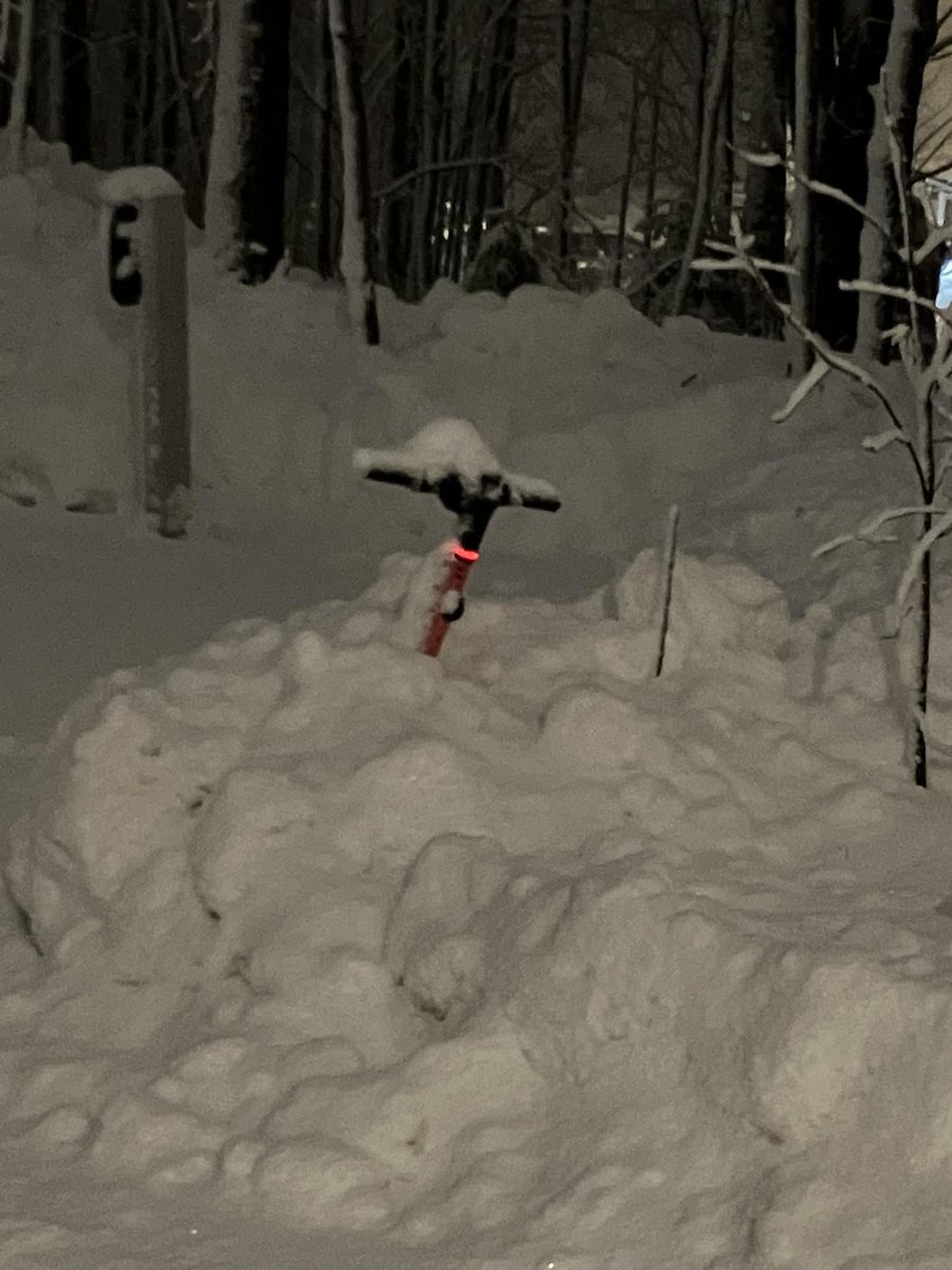 eDrotning's tweet photo. The final resting place of e-scooters during Norwegian winter... RIP @voitechnology https://t.co/5kueRsWok4