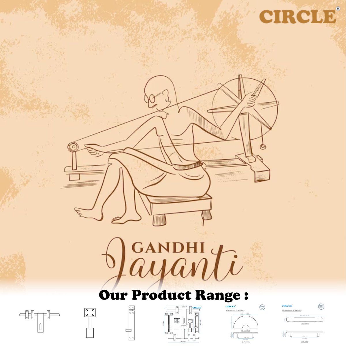 CircleinIndia's tweet photo. महात्मा गांधी के आदर्शों से हम सभी को सत्य, अहिंसा और प्रेम का मार्गदर्शन मिलता है। गांधी जयंती की हार्दिक शुभकामनाएं! 🇮🇳🙏
#GandhiJayanti #doorfittings #circleindustries #hardwaremanufacturer #ssdoorkit #stainlesssteeldoorkit #doorkitset #antiquedoorkit #doorkitmanufacturer https://t.co/eLq188KyIB