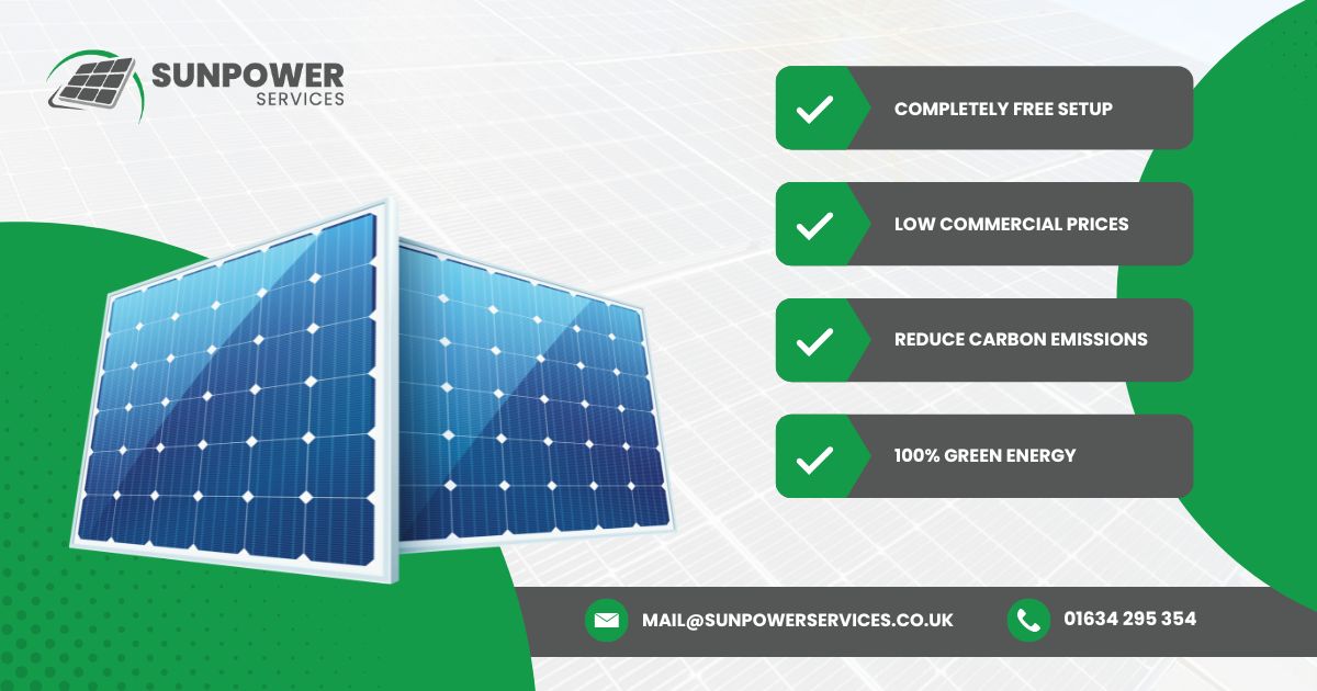 sunpowerserv's tweet image. Looking to lower costs and boost sustainability? Investing in solar panels for your business premises is a smart move! Enjoy free setup, low commercial prices, and 100% green energy while significantly cutting carbon emissions: sunpowerservices.co.uk
#solarpanelinstallers #kent