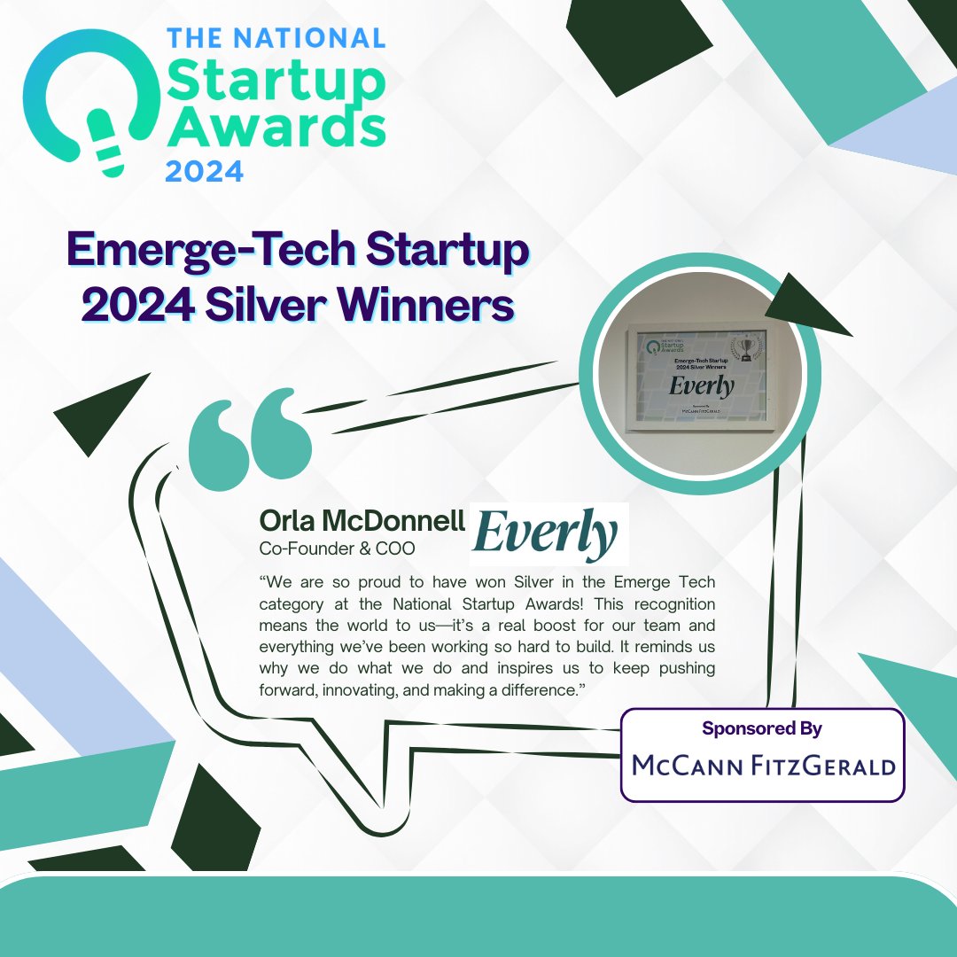 Startups Ireland (@startupsireland) on Twitter photo Orla McDonnell Co-Founder & COO witheverly.com feels a deep sense of appreciation and accomplishment after winning EmergeTech Startup 2024 Silver award sponsored by <a href="/McCannFitz/">McCann FitzGerald LLP</a>
#yourstartupjourney #Startups #SUA2024 #NSA2024 #nationalstartupawards2024 Orla McDonnell Co-Founder & COO witheverly.com feels a deep sense of appreciation and accomplishment after winning EmergeTech Startup 2024 Silver award sponsored by <a href="/McCannFitz/">McCann FitzGerald LLP</a>
#yourstartupjourney #Startups #SUA2024 #NSA2024 #nationalstartupawards2024