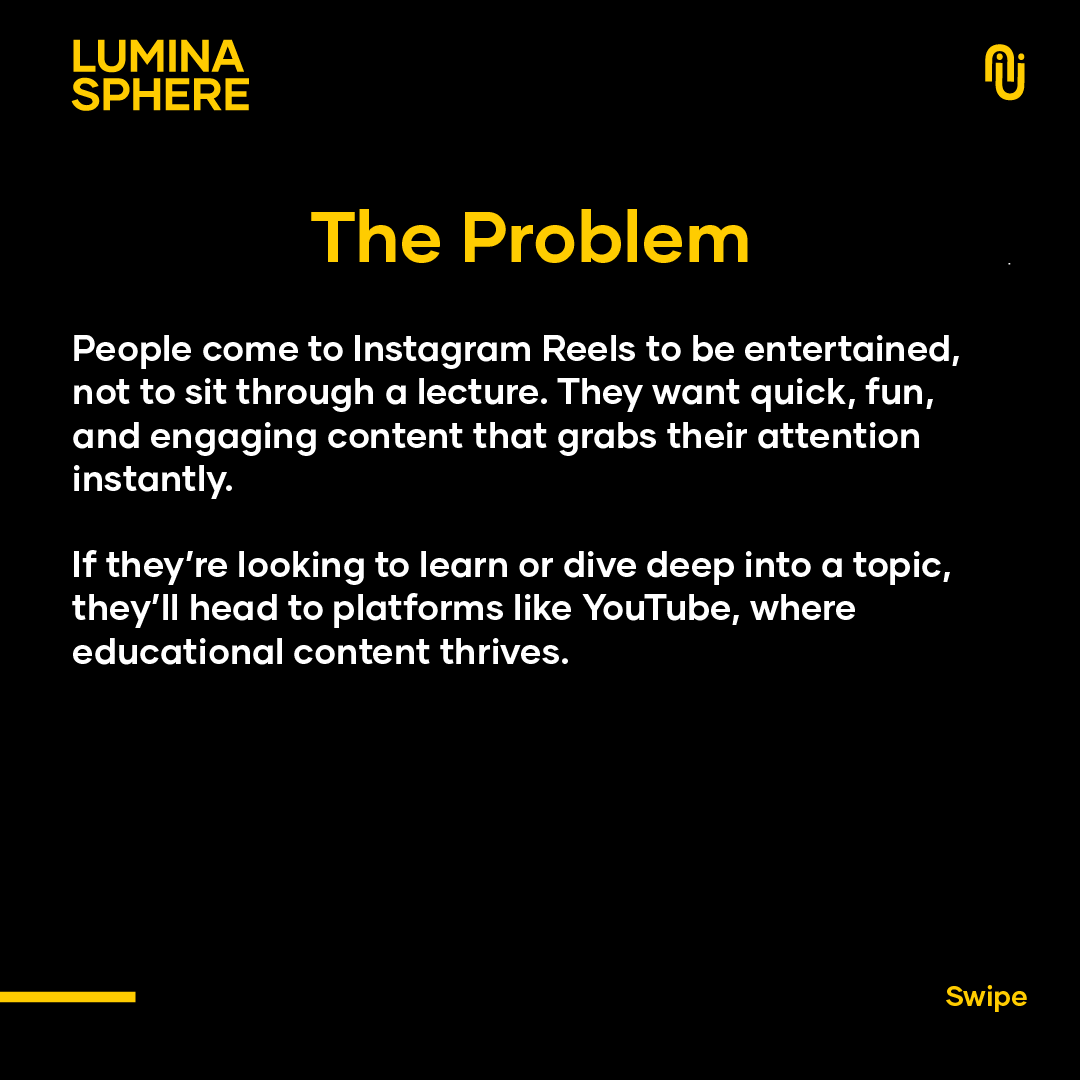 LuminasphereM's tweet photo. The average attention span of Instagram users is shrinking, making it harder to get people to watch your reels. Instead of relying solely on talking-head videos, focus on creating entertaining content. But don’t stray from your niche—make engaging reels that align with your brand https://t.co/RHbSJ7MCsM