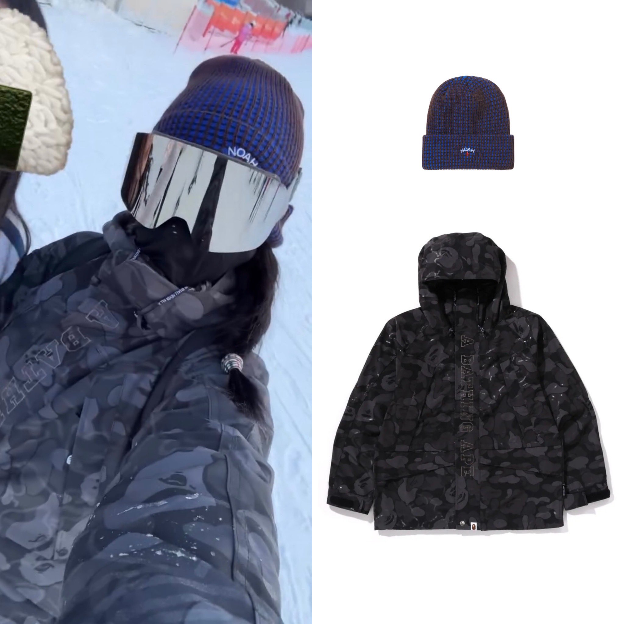 NOAH Tri-Color Beanie Black（Noah noah beanie - Gem）